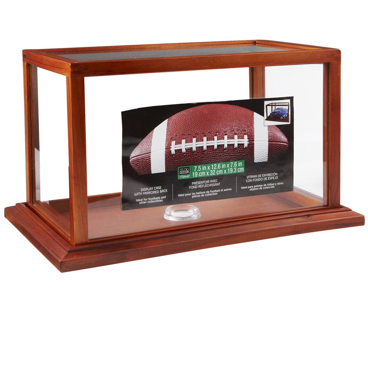 Brown Football Display Case With Mirrored Back by Studio D&#xE9;cor&#xAE;